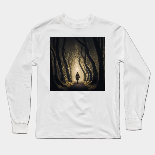 Lone Man in the Woods Long Sleeve T-Shirt by seguns1